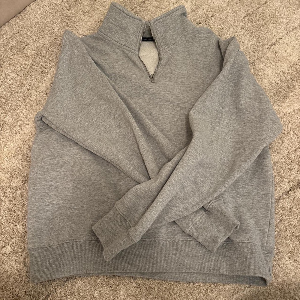 Brandy Melville Heather Gray Quarter Zip Pullover